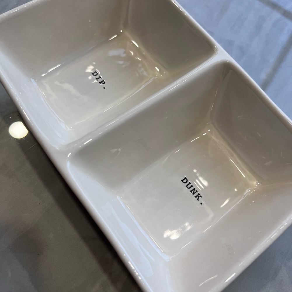 RAE DUNN Ceramic Dip/Dunk Divided Serving Tray Dish
